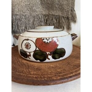 Vintage Otagiri Ceramic Casserole Hot Pot With Lid White Speckled Kitchen Rustic